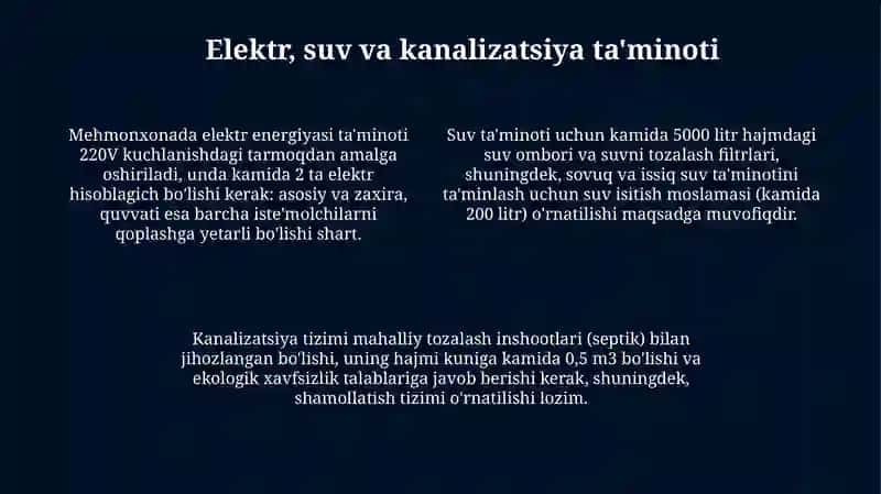 Mehmonxona tashkil etishda infratuzilma 4