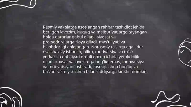 Rahbar va lider tushunchalari oʻrtasidaki mushtarak va farqli jihatlar 4