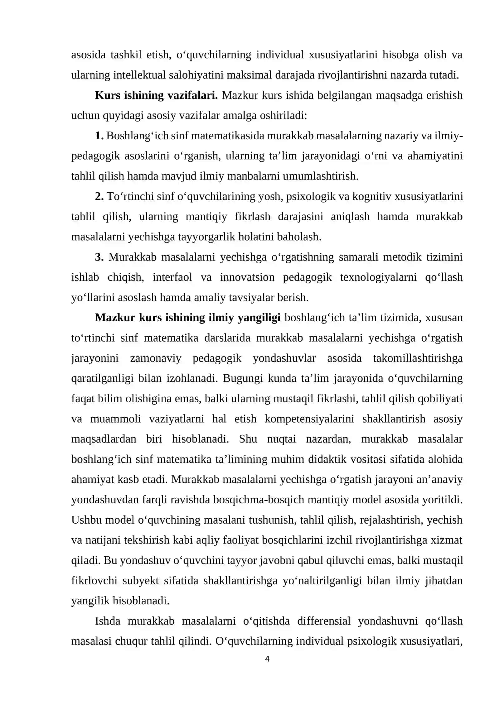 To'rtinchi sinfda matematikadan murakkab masala va ularni yechishga o'rgatish metodikasi 4