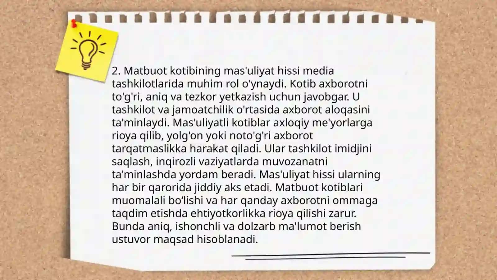 Matbuot kotibi axloqiy fazilatlarga javob berishi 4