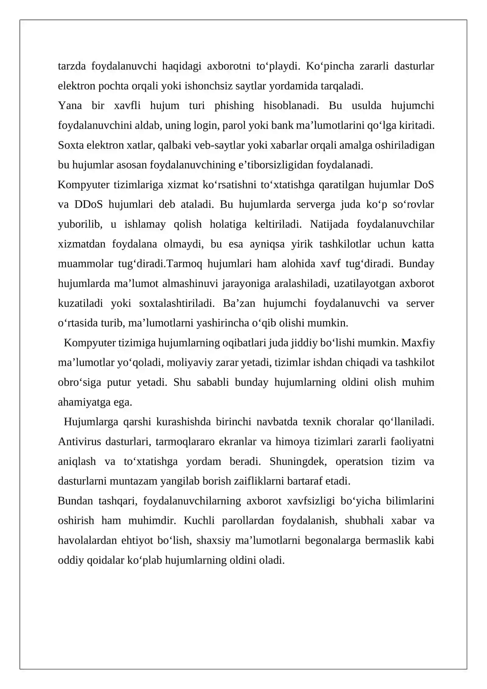 Kompyuter tizimiga dastlabki xakerlik hujumlari va ularga qarshi choralar 4