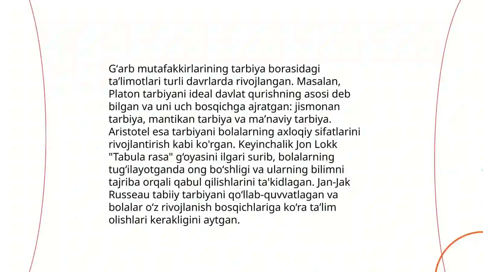 Sharq va gʻarb mutafakkirlari farzand tarbiyasi haqidagi taʼlimotlar 4