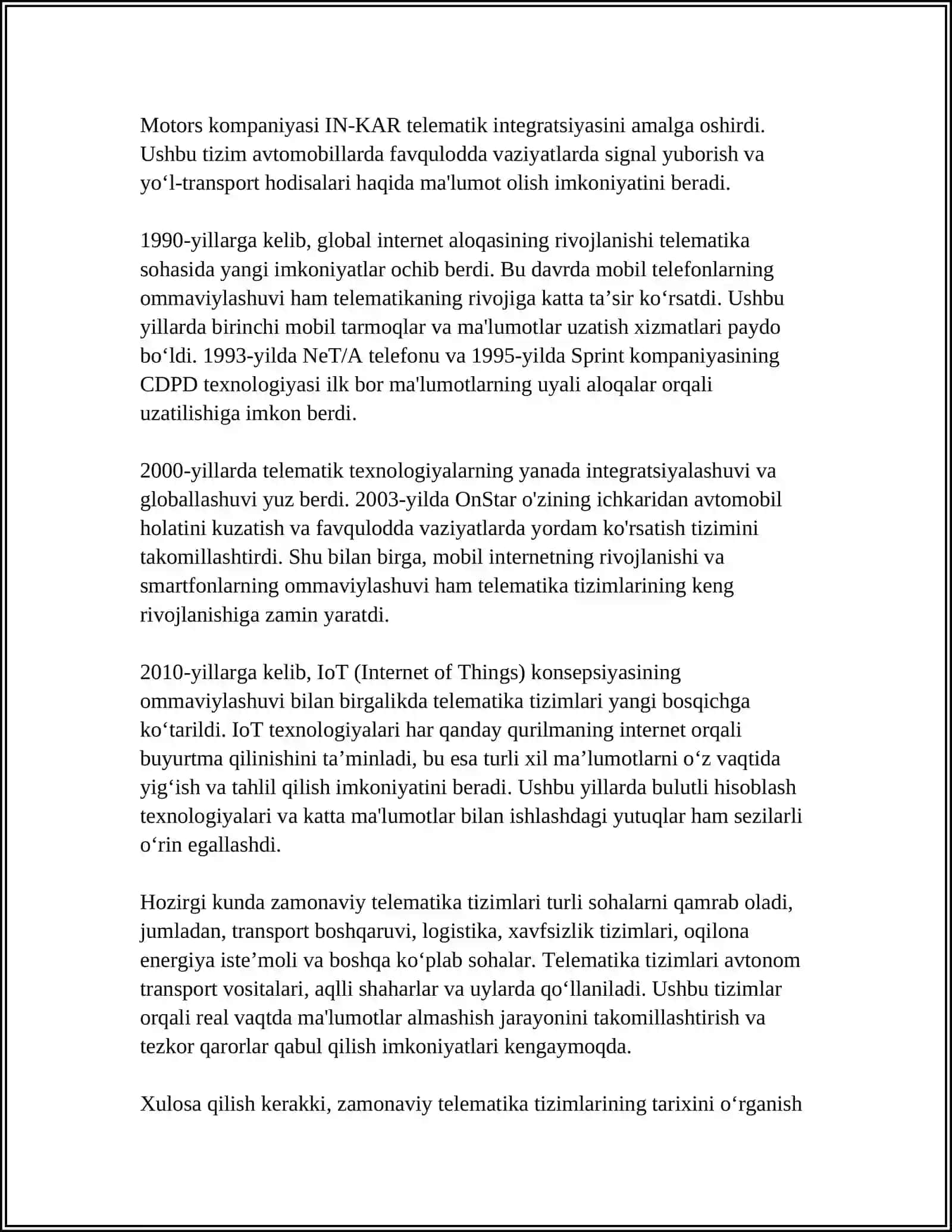 ZAMONAVIY TELEMATIKA TIZIMLARI 4