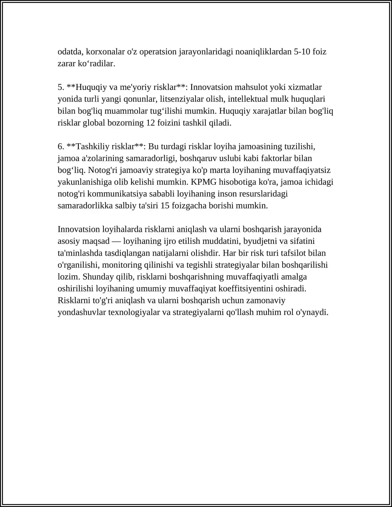 INOVATSION LOYIXALAR RISKLARINI BAXOLASHNING ASOSIY USULLARI 4