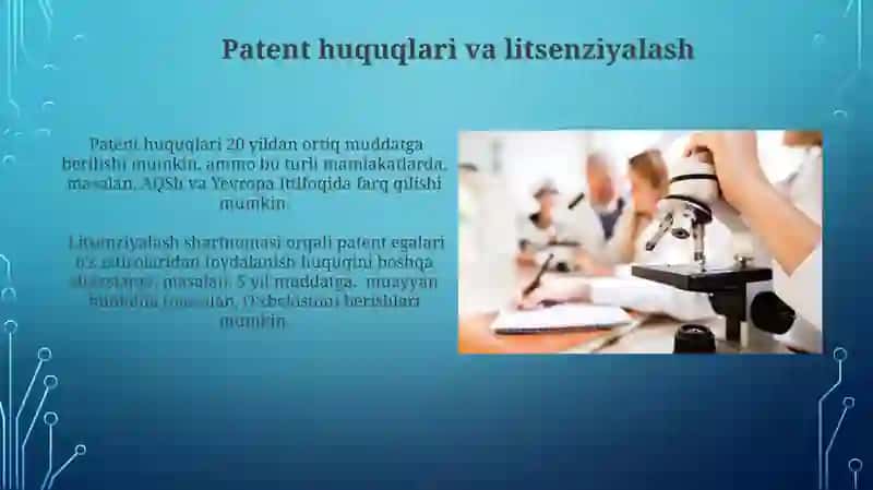 Ilmiy kashfiyotlar,ixtiro patentlarning mohiyati va asosiy turlari 4