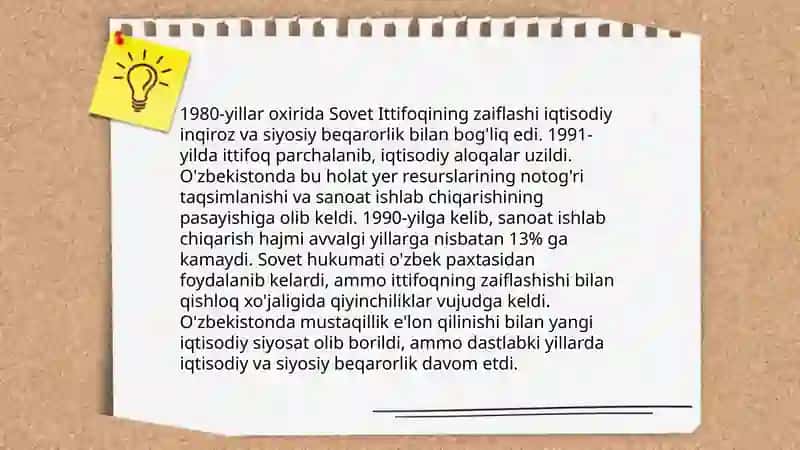 Qayta qurish yillarida O'zbekistondagi ijtimoiy siyosiy vaziyat 4
