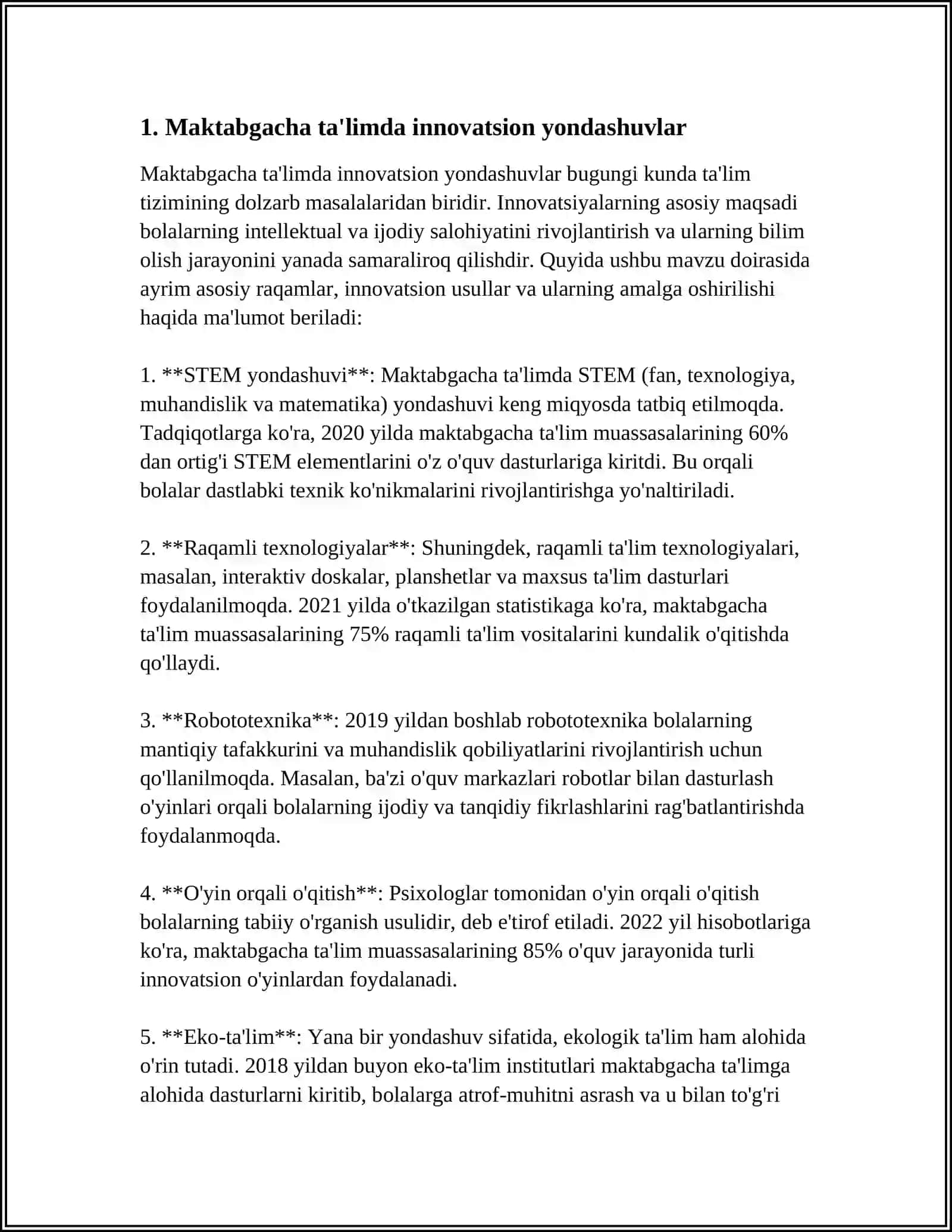 “MEN MAKTABGACHA TA’LIM TIZIMIDA RAHBAR BO‘LSAM” MAVZUSIDA ESSSE 4