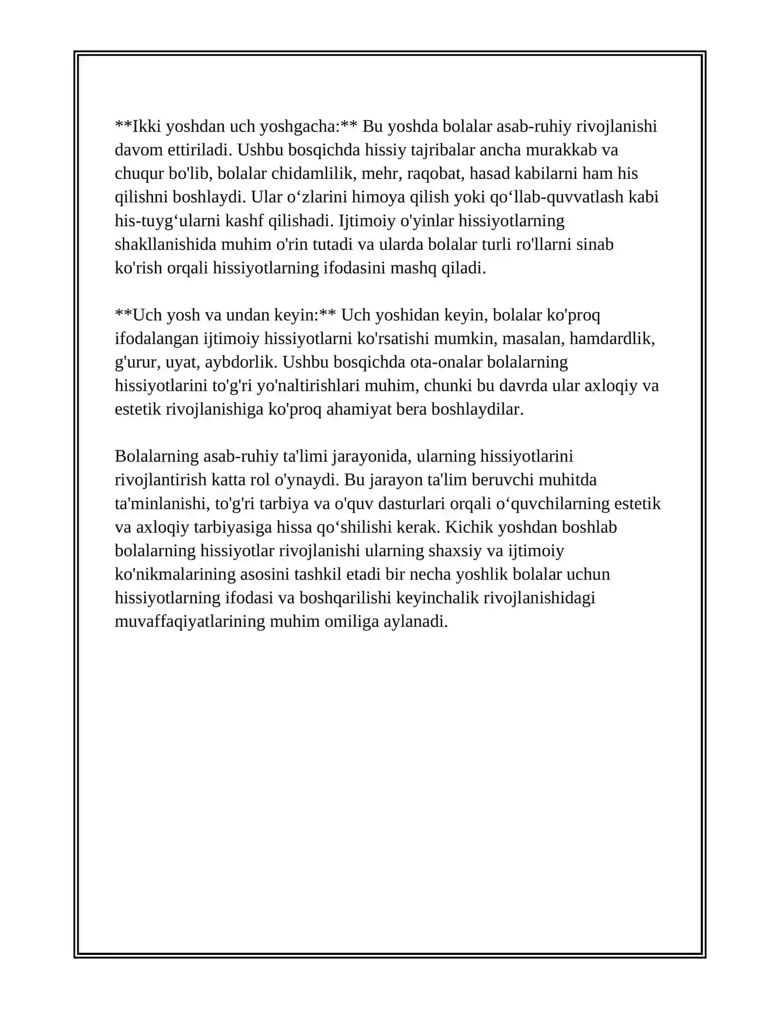 YOSH BOLALARNING ASAB-RUHIY TA'LIMINING ELEMENTLARI (HISSIYOTLARNING RIVOJLANISHI, ESTETIK, AXLOQIY) 4
