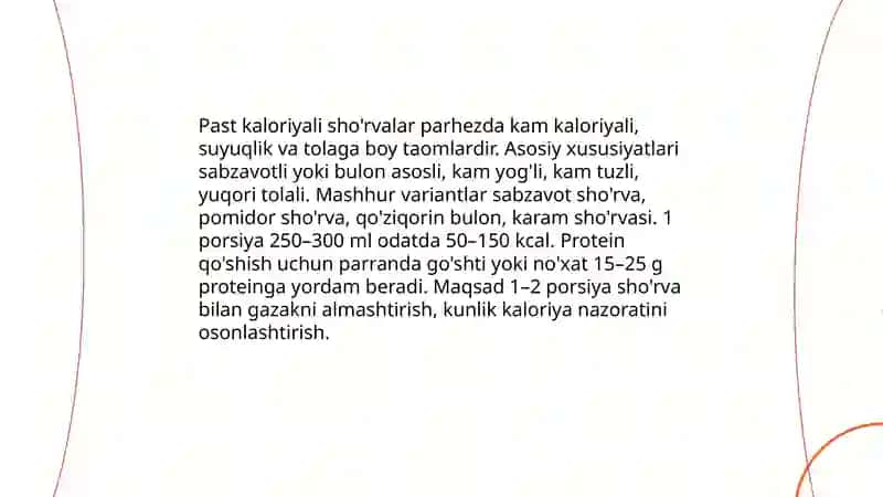 Parhez taomlar 4