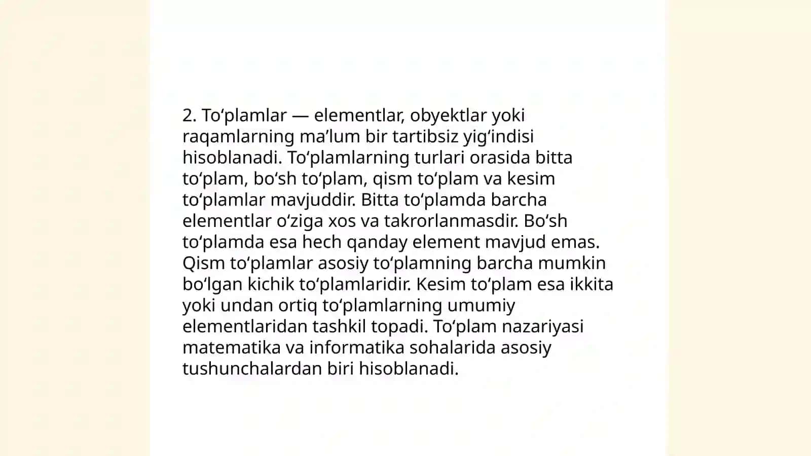 Toʻplamlar. Eyler-Venn diagrammasi 4