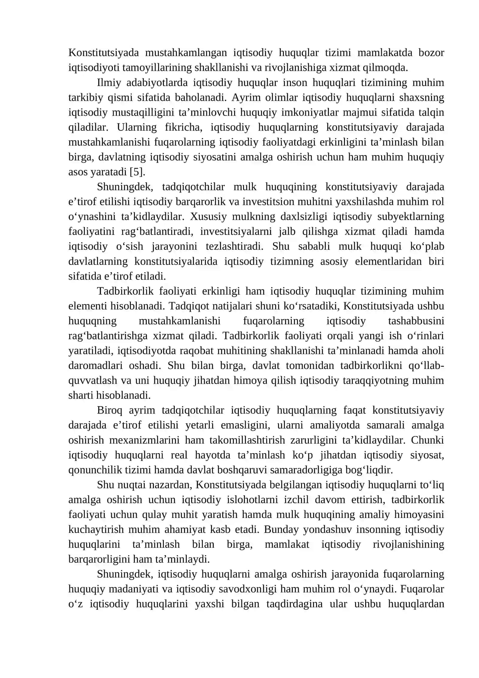 OʻZBEKISTON RESPUBLIKASI KONSTITUTSIYASIDA INSONNING IQTISODIY HUQUQLARI 4