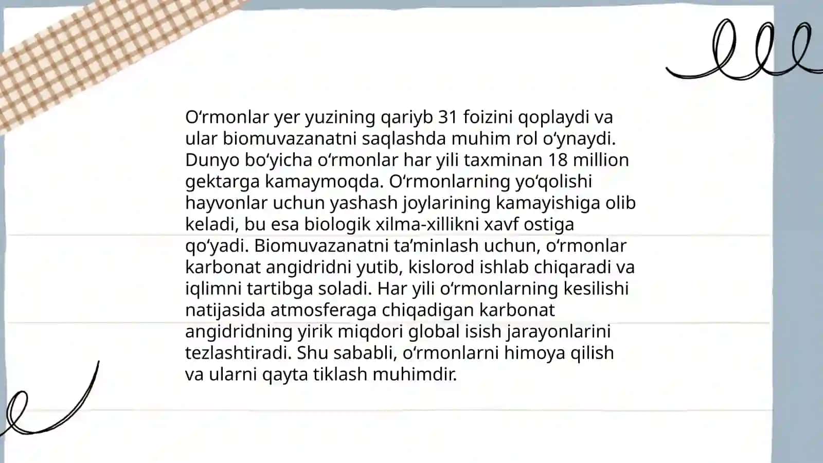 O'rmon va uning ekologik muvozanatini saqlovchi biosferaning zaruriy komponentlari 4