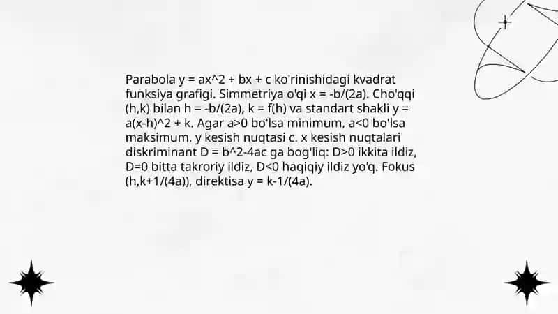 Kvadrat funksiya va uning grafigi 4