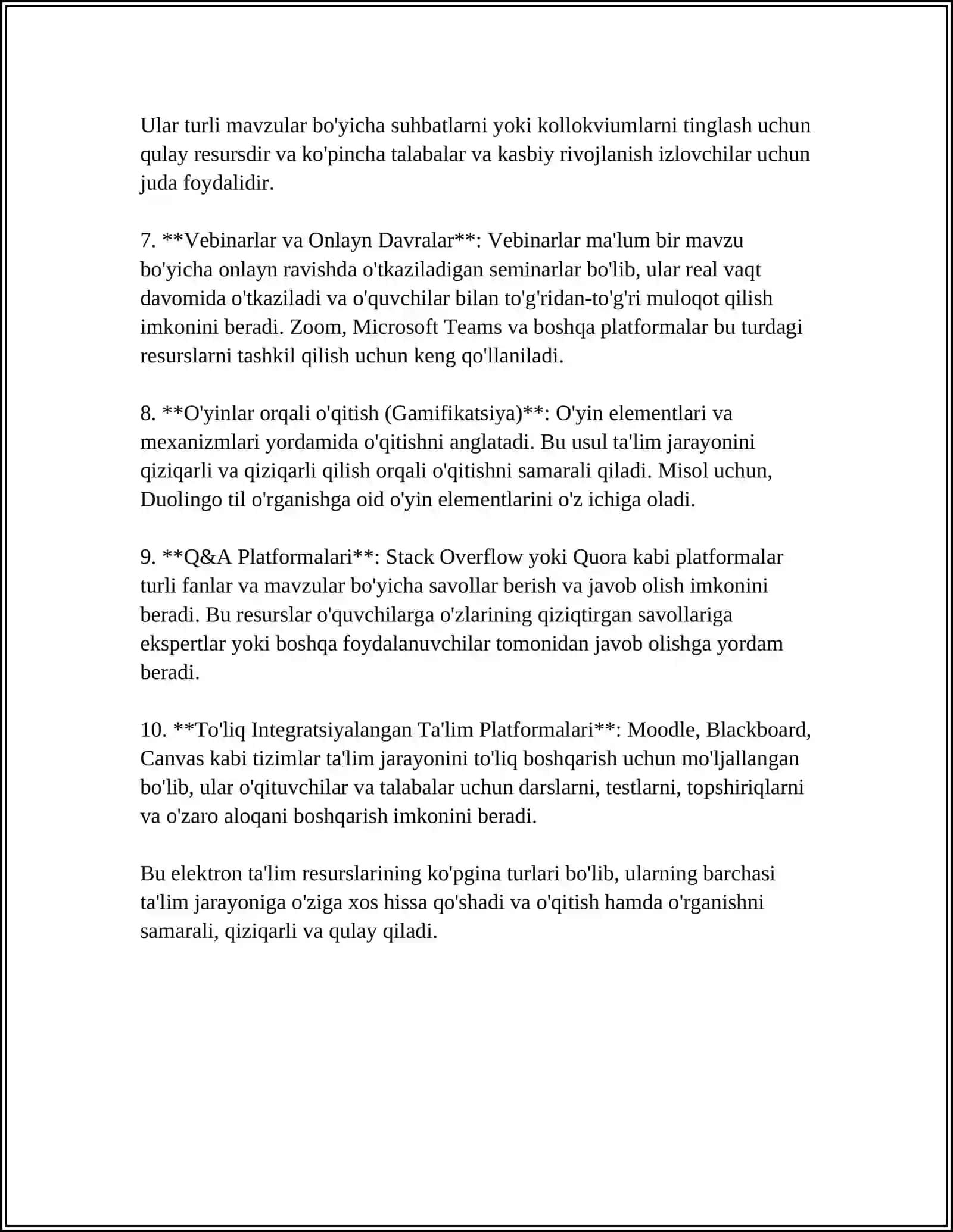 TAʼLIM SIFATINI OSHIRISHDA ELEKTRON OʻQUV ADABIYOTLARIDAN FOYDALANISH 4