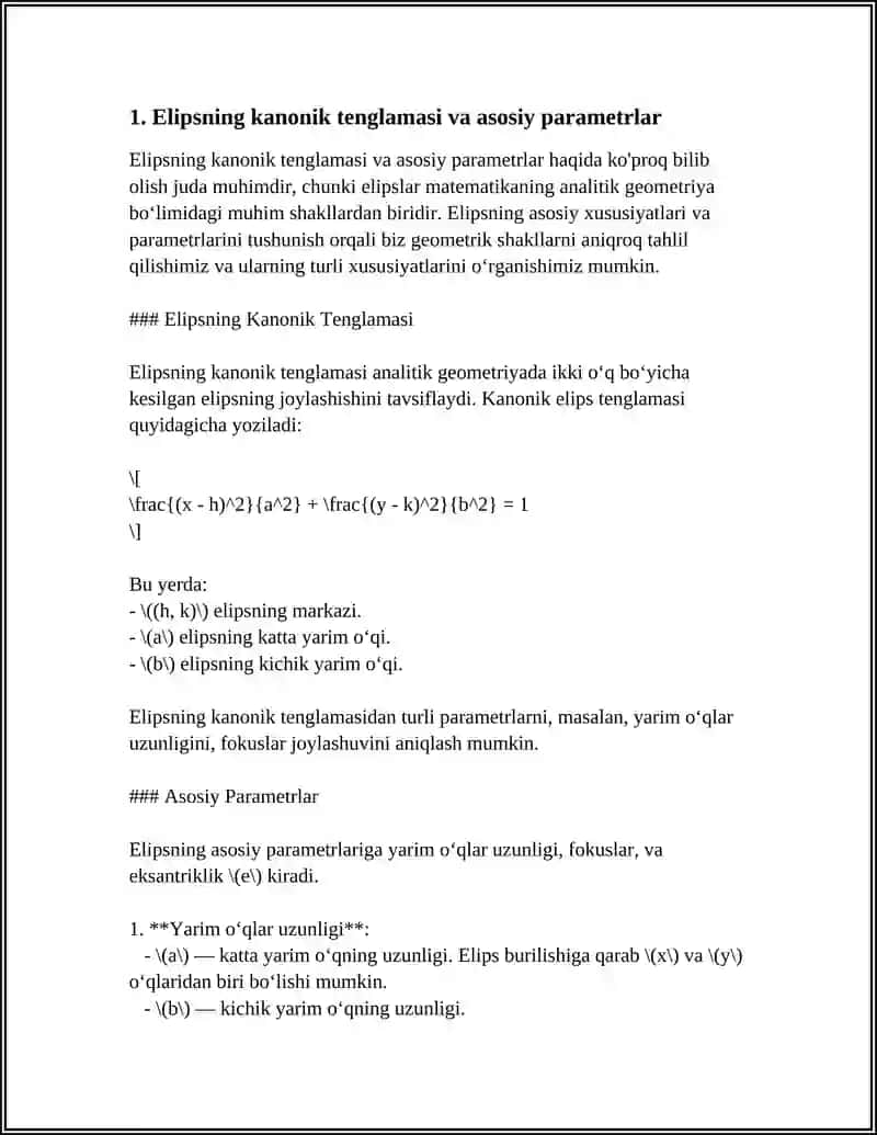 ELIPIS. GIPERBOLA. PAROBOLA. IKKINCHI TARTIBLI CHIZIQLARNING KANONIK TENGLAMASI 4