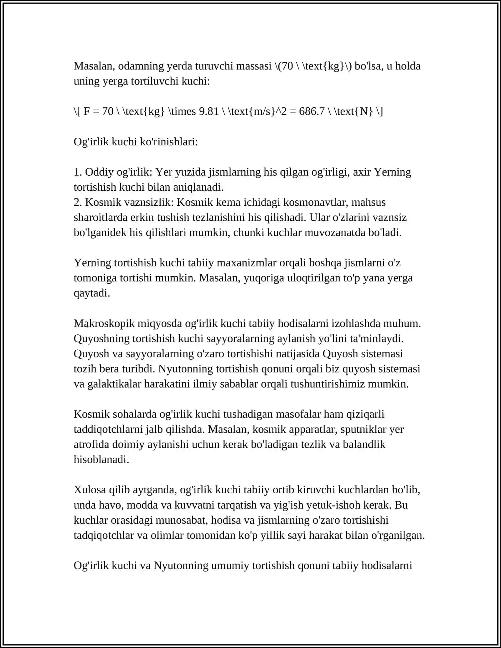 Og'irlik kuchi asoslari 4