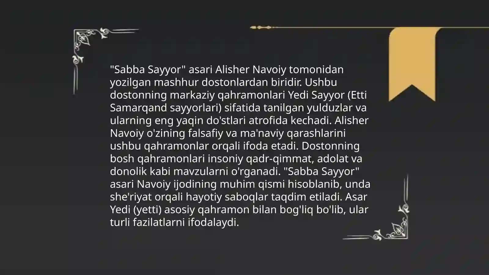 Sabba Sayyor dostoni haqida 4