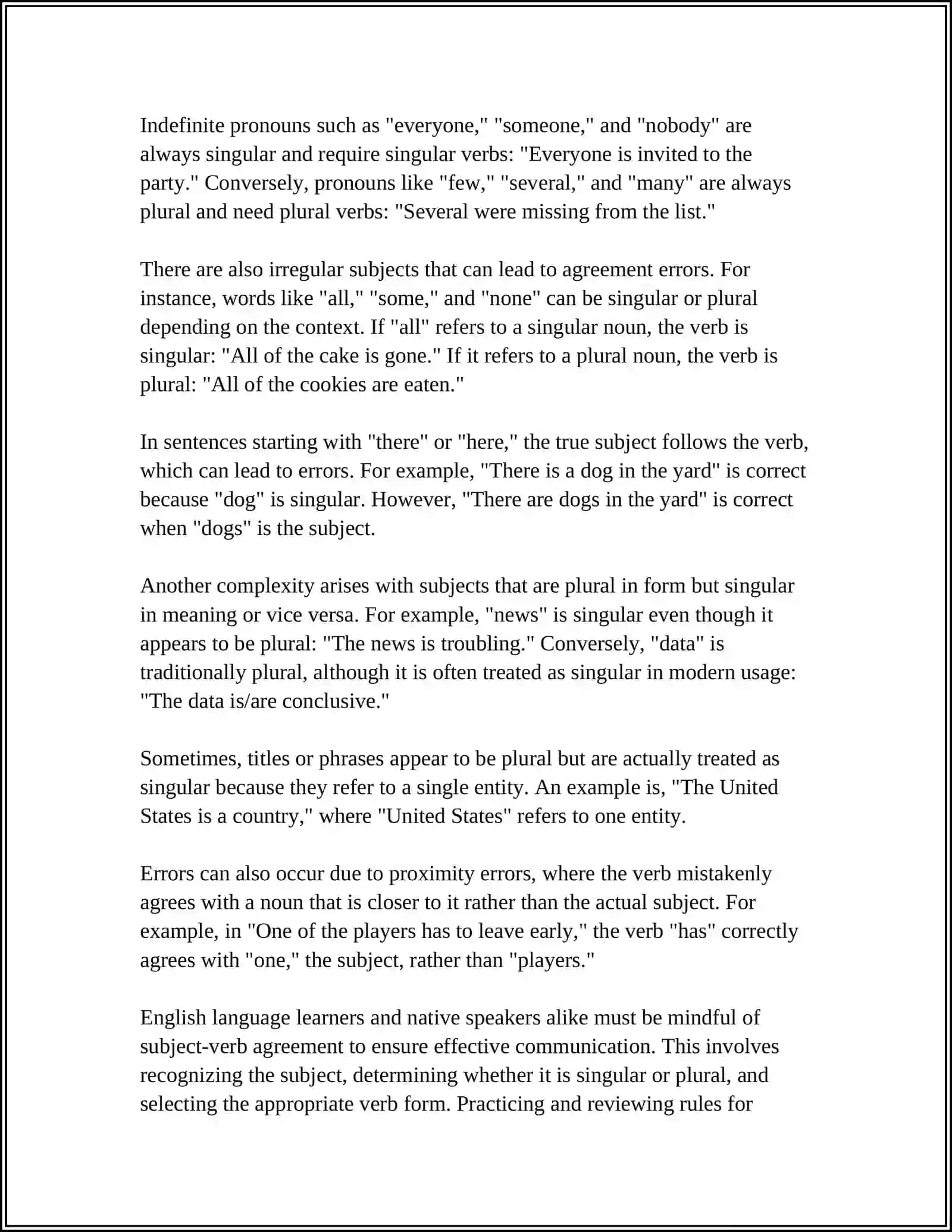 SUBJECT-VERB AGREEMENT ERRORS 4