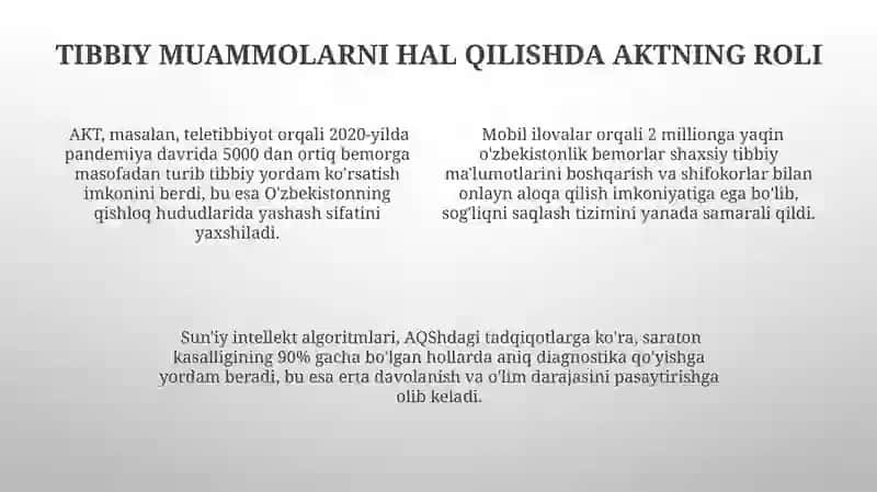 Tibbiyot masalalarida yechishda axbarot kommunikatsiyasi texnalogiyasi 4