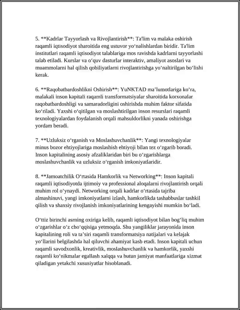RAQAMLI IQTISODIYOTDA INSON KAPITALINING ORNI VA RAQAMLI KOMPETENSIYALARI 4