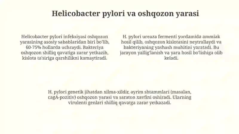 Oshqozon yara kasalligi etiopatogenezi 4