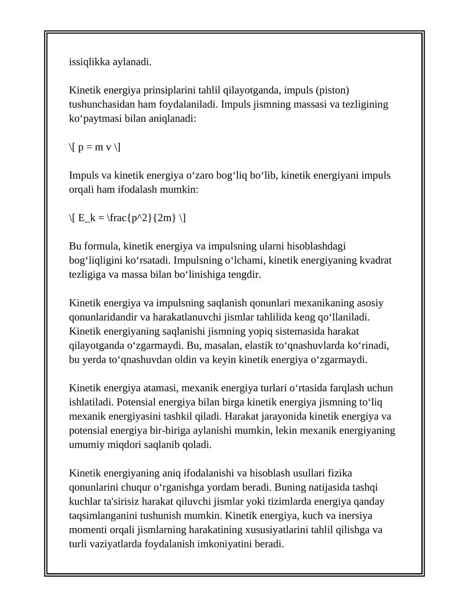 HARAKATDAGI JISMNING KINET ENERGIYASI KUCH VA INERSIYA MOMENTI 4
