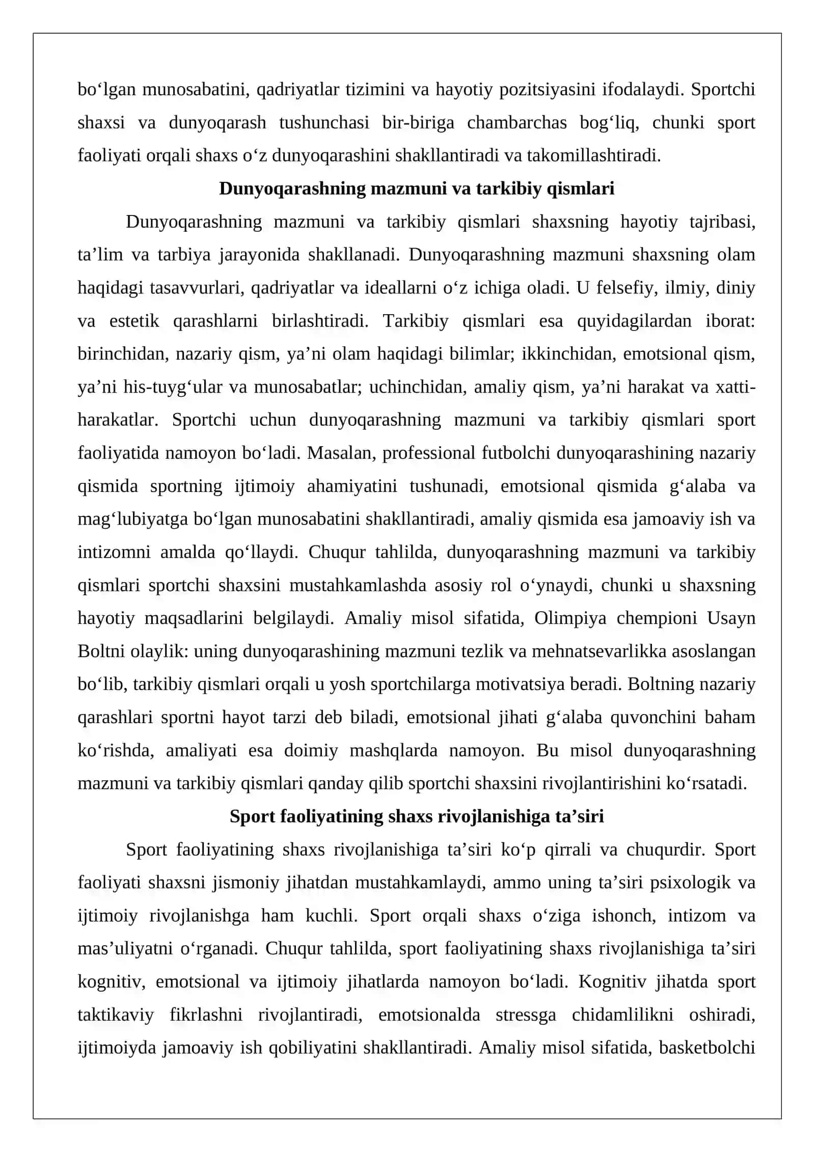 Sportchini dunyoqarashini shakllantirish, ijtimoiy-siyosiy va axloqiy tarbiya 4