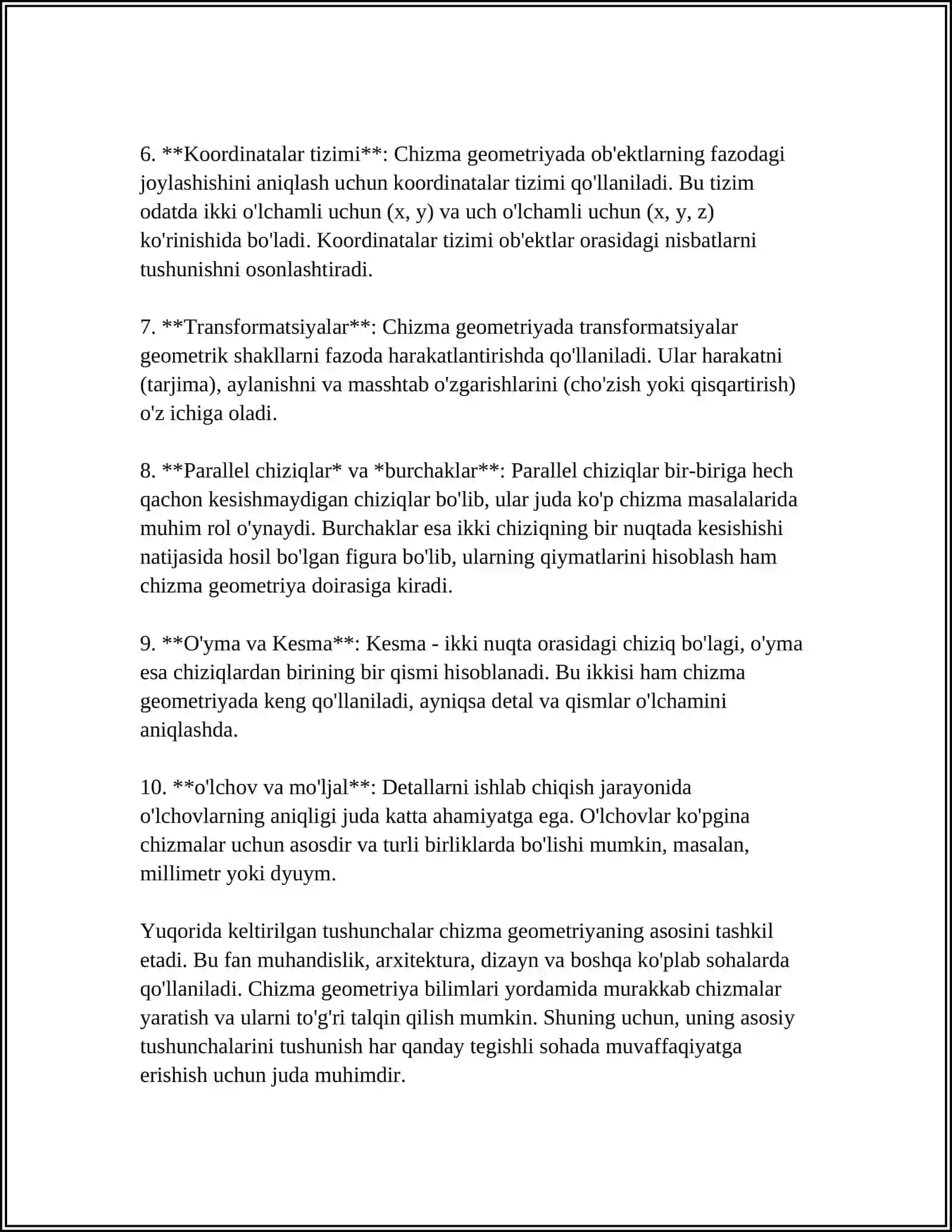 CHIZMA GEOMETRIYA VA MUHANDISLIK GRAFIKASI 4