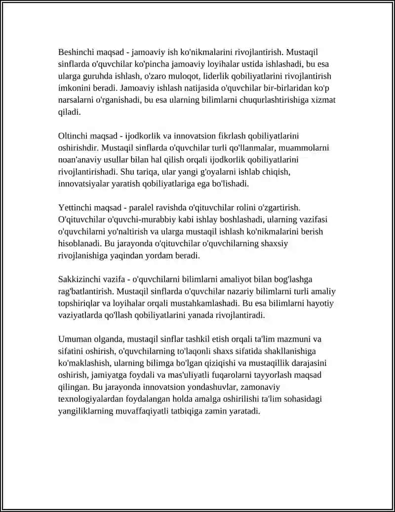 MUSTAQIL SINFLAR TASHKIL ETISH 4