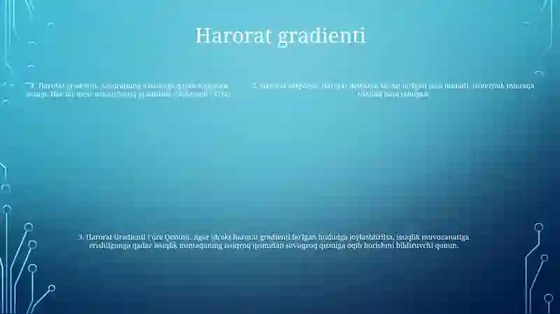 Harorat Maydoni Harorat Gradienti Fure Qonuni 4