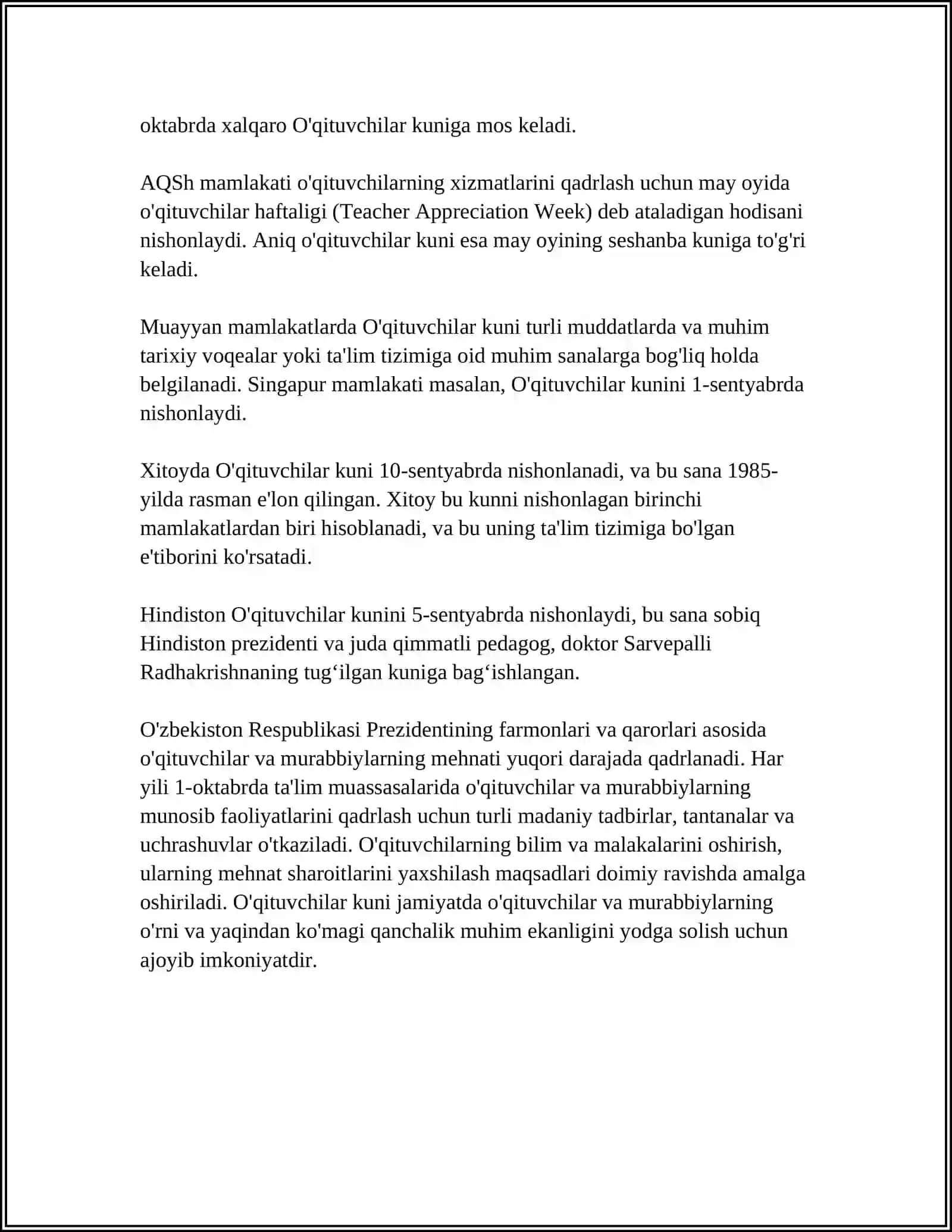 O'QITUVCHILAR MURABBIYLAR BAYRAMI 4