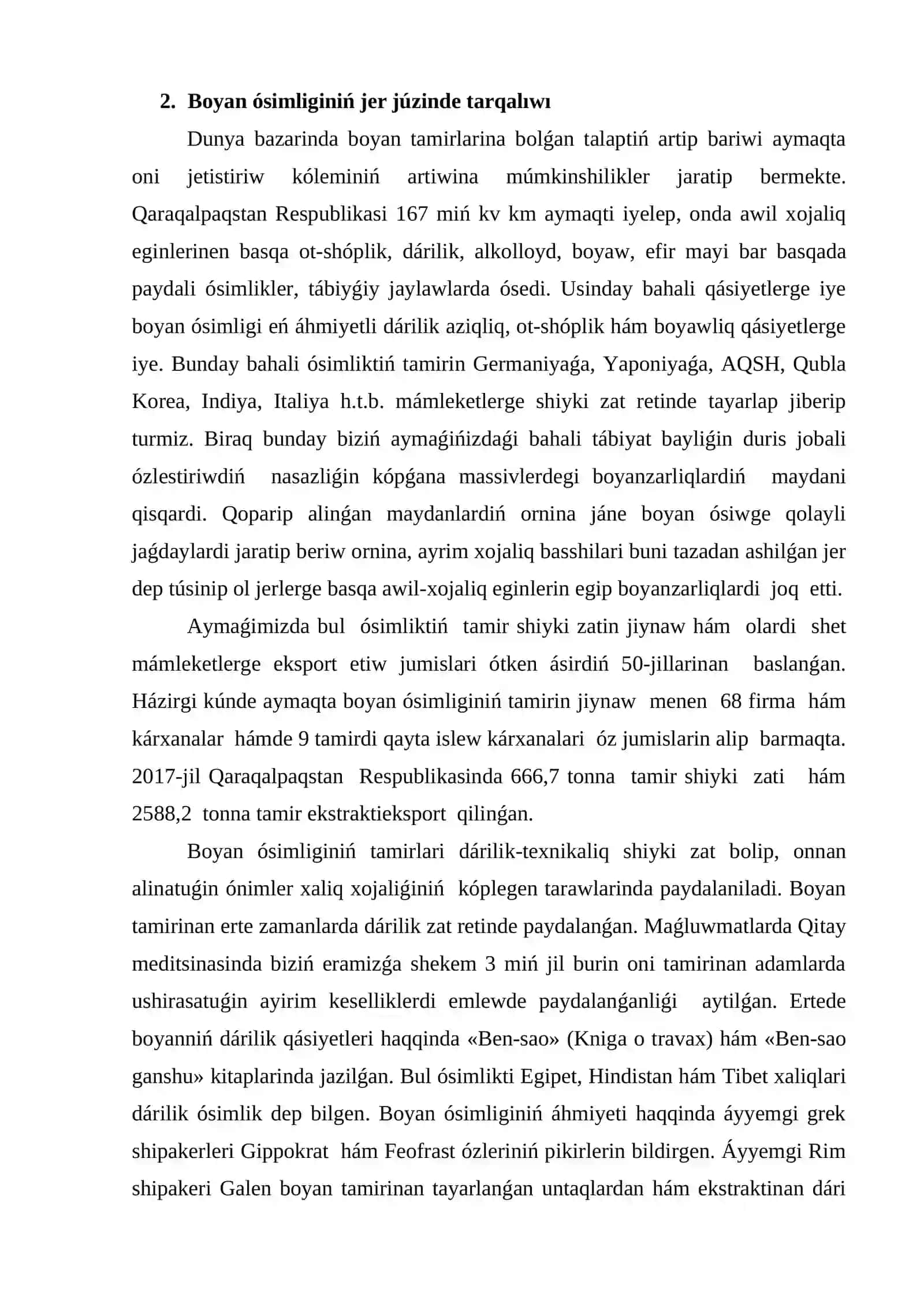 Boyan ósimliginiń jer júzinde tarqalıwı, bioekologiyalıq ózgeshelikleri 4