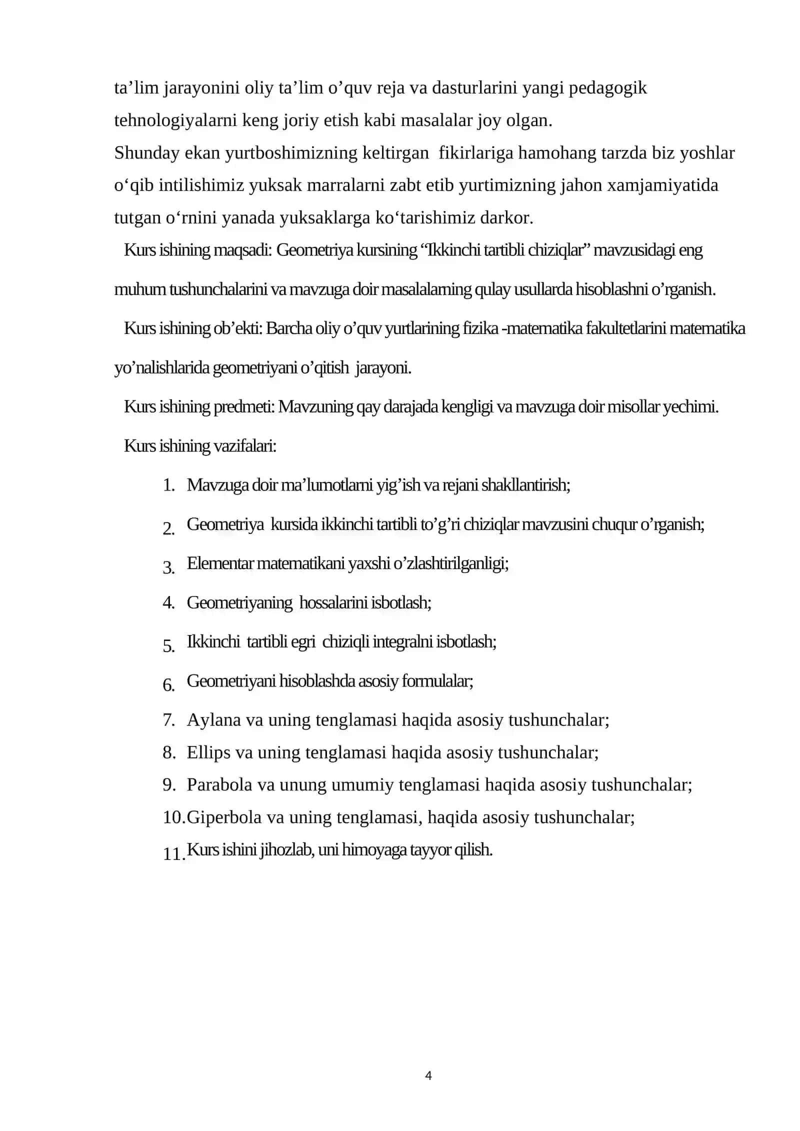 Ikkinchi tartibli chiziqlar kurs ishi 4