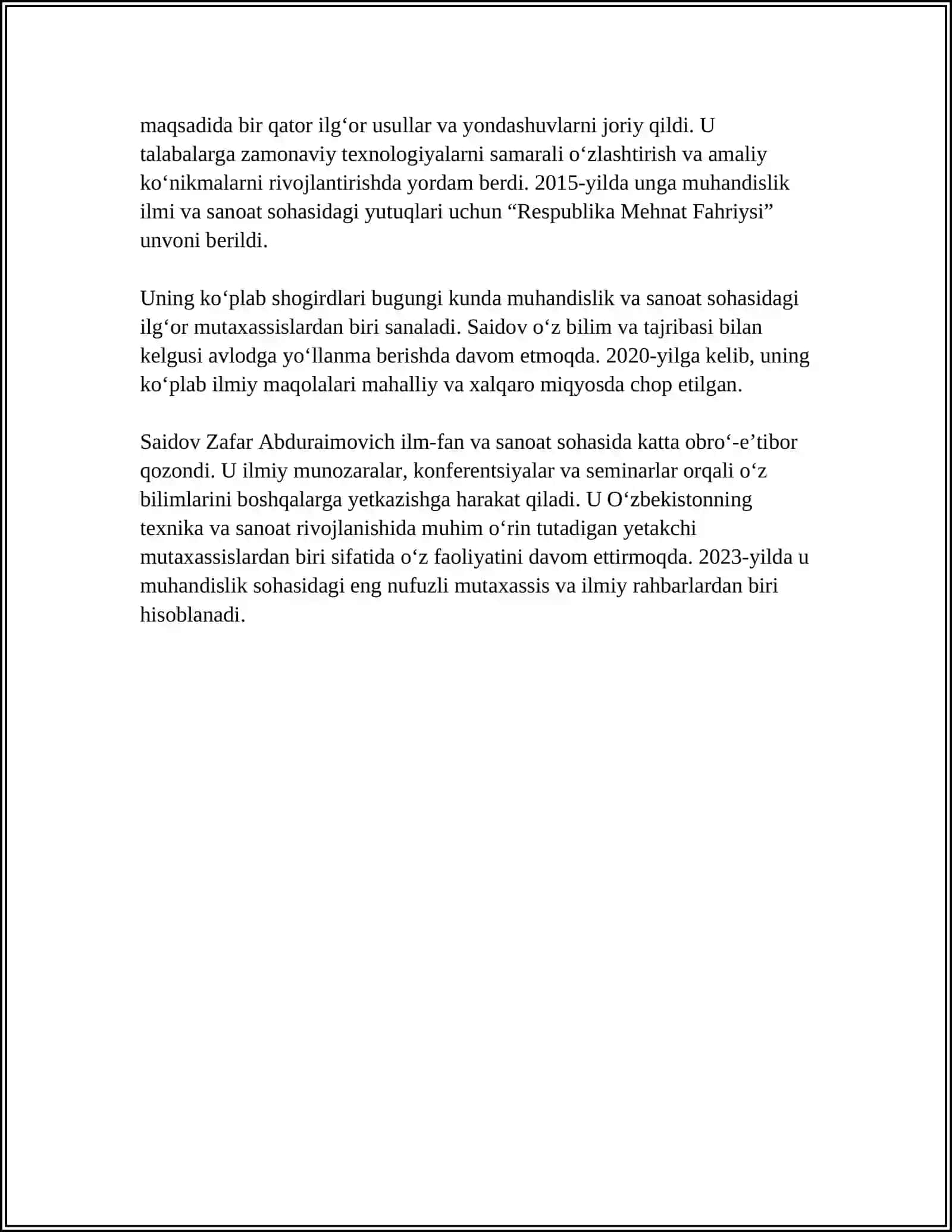 SAIDOV ZAFAR ABDURAIMOVICH REFERAT 4