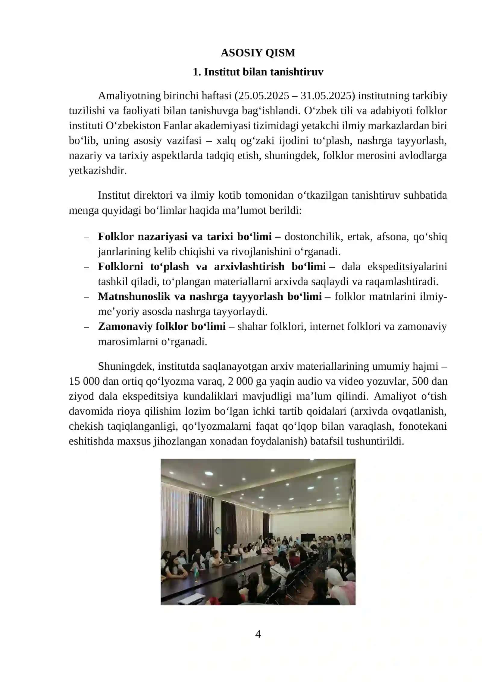O‘zbek tili va adabiyoti folklor institutida folklor fanidan amaliyot hisoboti 4