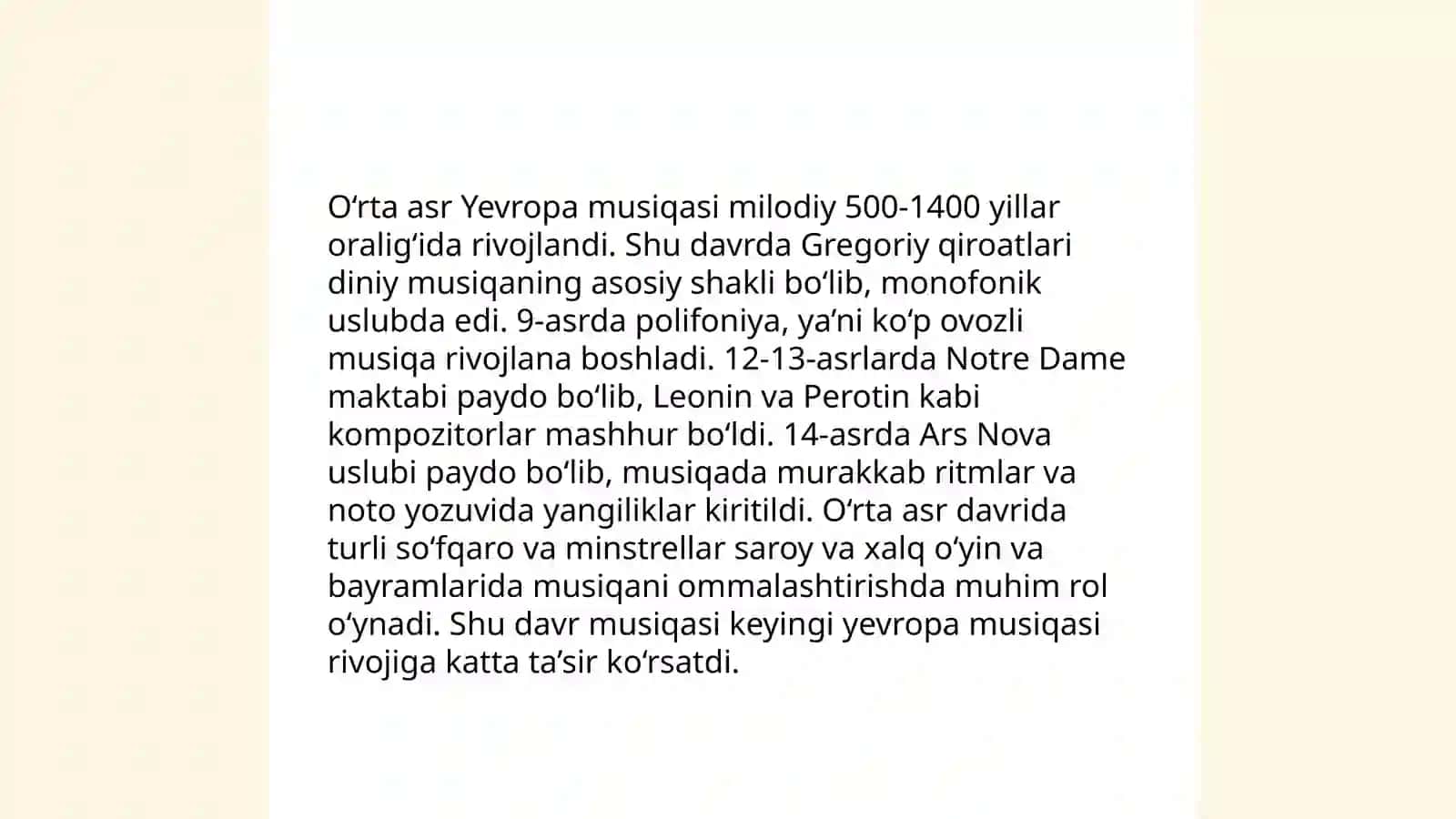 Jahon musiqasining asosiy bosqichlari 4