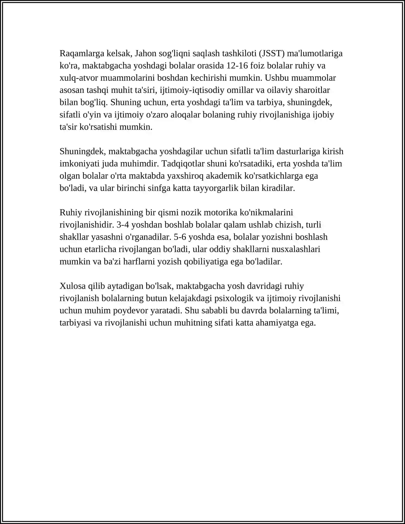 ILK VA MAKTABGACHA YOSHDAGI BOLA SHAXSINING SHAKLLANISHI 4