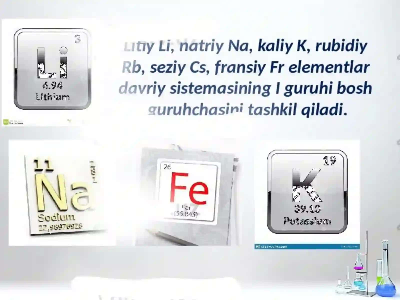 Ishqoriy metallar. Natriy va kaliyning xossalari va eng muhim birikmalari. Sodda ishlab chiqarish 4