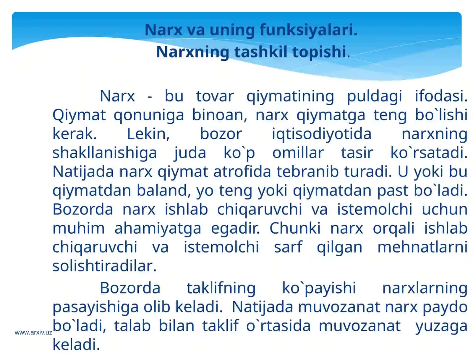 Sof raqobat sharoitida ishlab chiqarish hajmi va unga ta’sir etuvchi omillar. Narxlarning shakllanishi 4