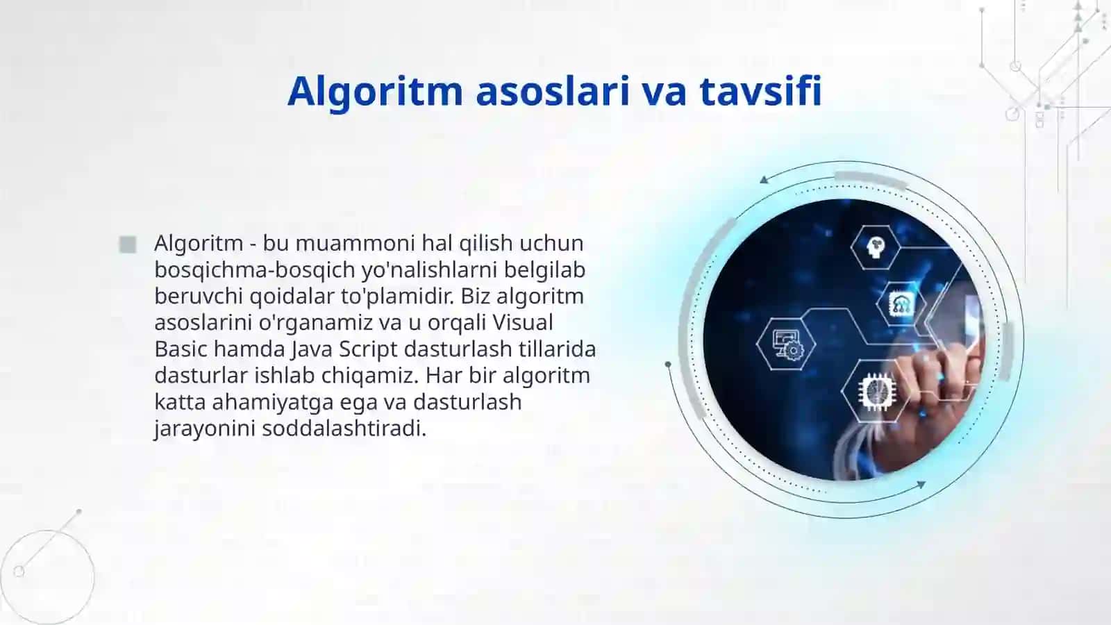 Masalalarning algoritmini tuzish va shu algoritm asosida Visual Basic dasturlash tilida dastur tuzis 4