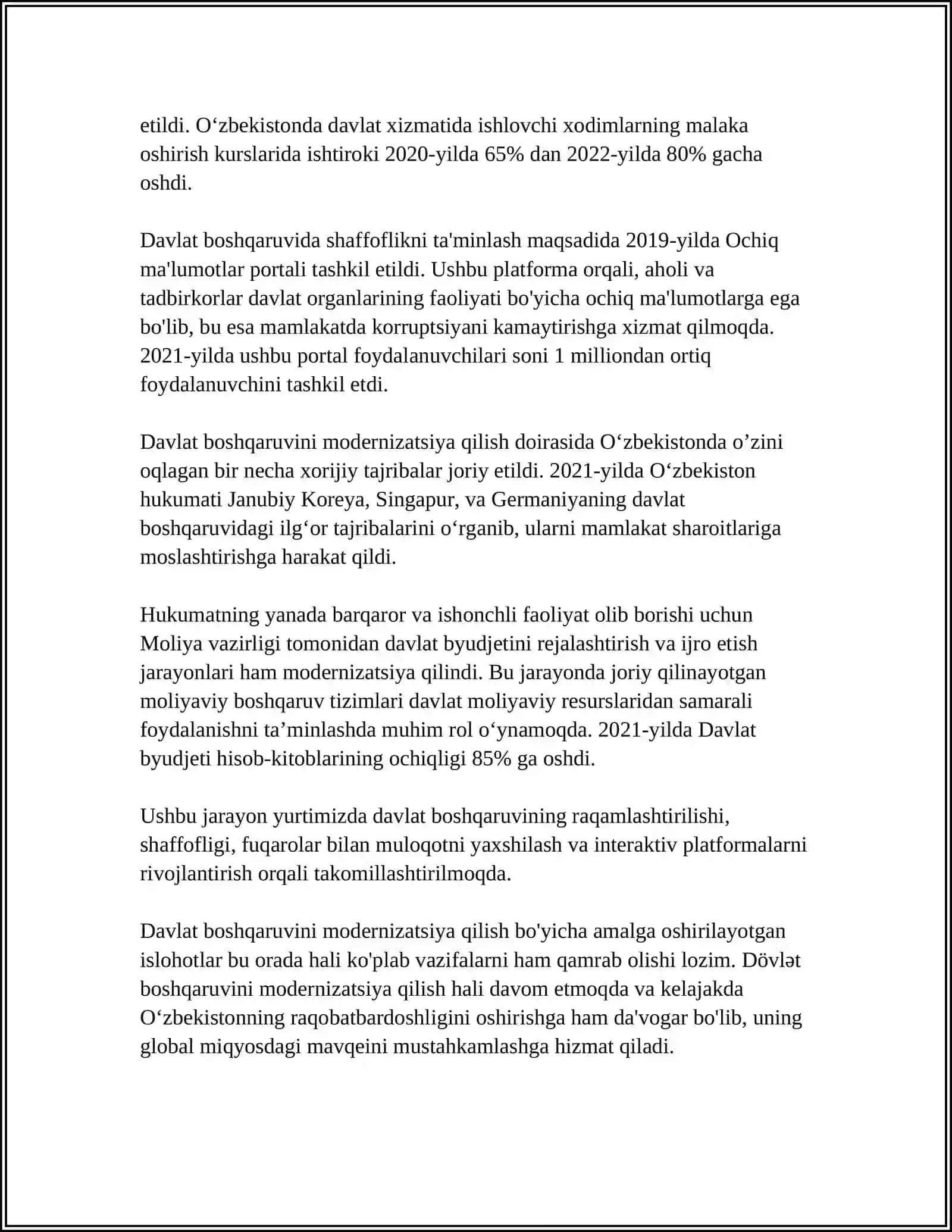 DAVLAT BOSHQARUVI TIZIMIDA ISLOHOTLAR 4