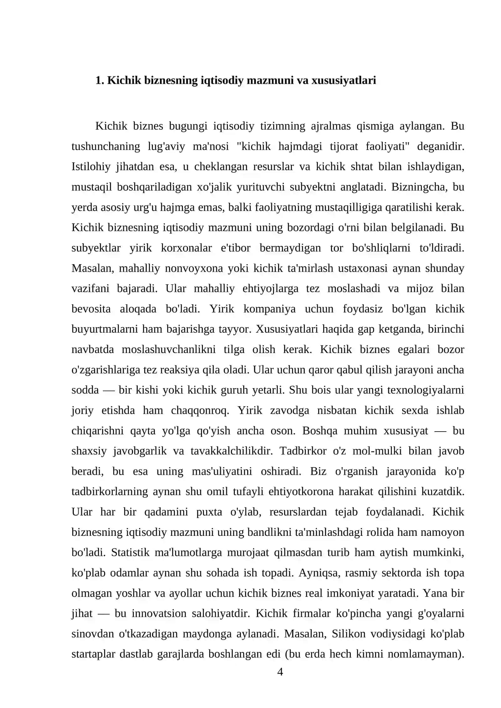 Kichik biznes va tadbirkorlikning mohiyati va mazmuni 4