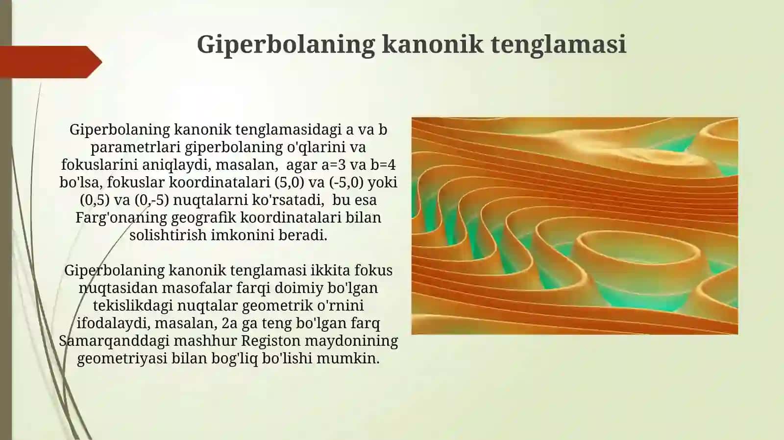 Ikkinchi tartibli chiziqlar umumiy tenglamasini kanonik koʻrinishga keltirish 4