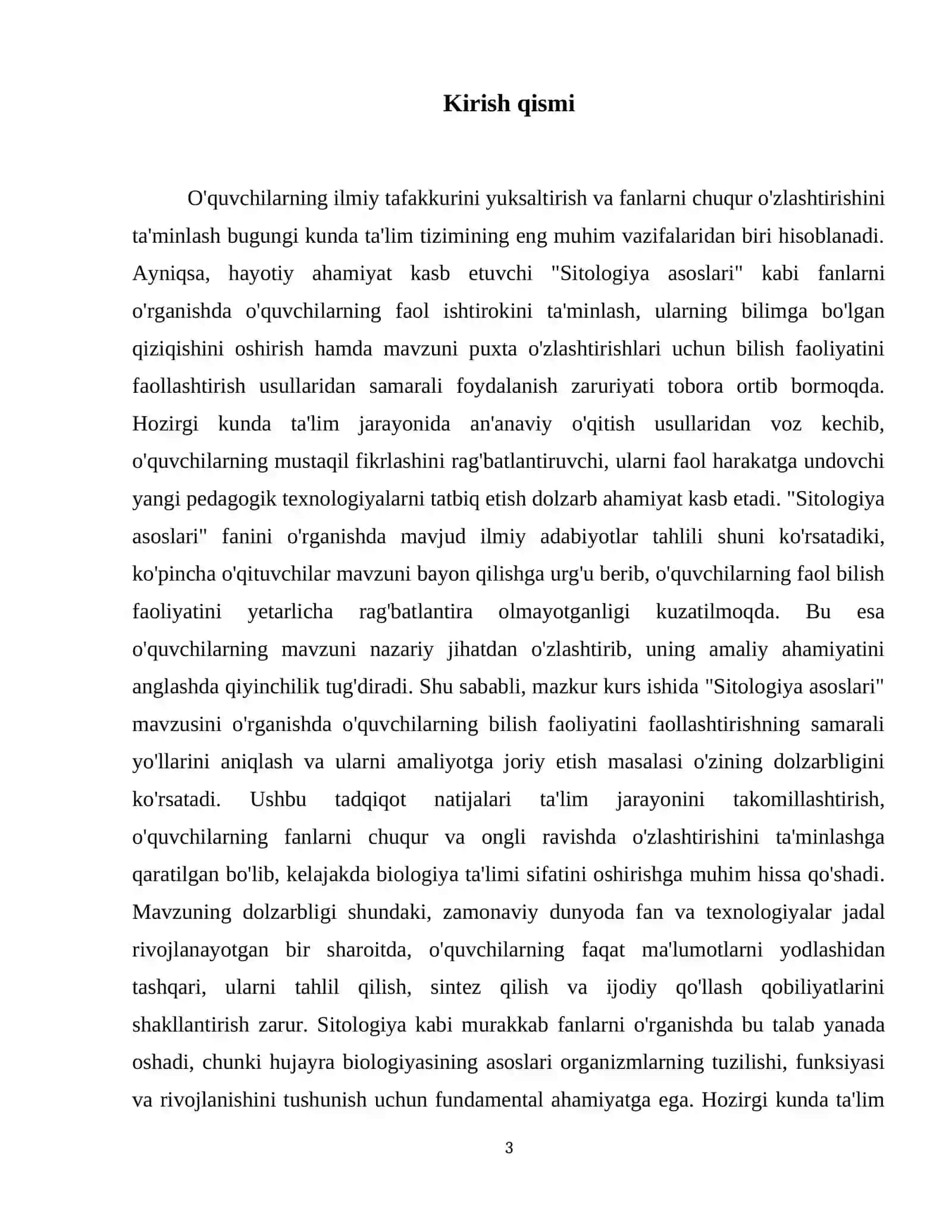 "Sitologiya asoslari" mavzusini o'rganishda o'quvchilarning bilish faoliyatini faollashtirish yo'llari 4