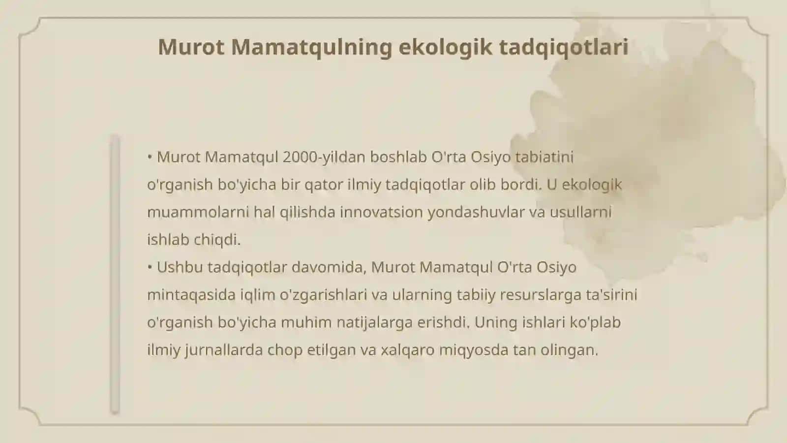 Murot Mamatqul O'rta Osiyo tabiatiga qowgan hissasi 4