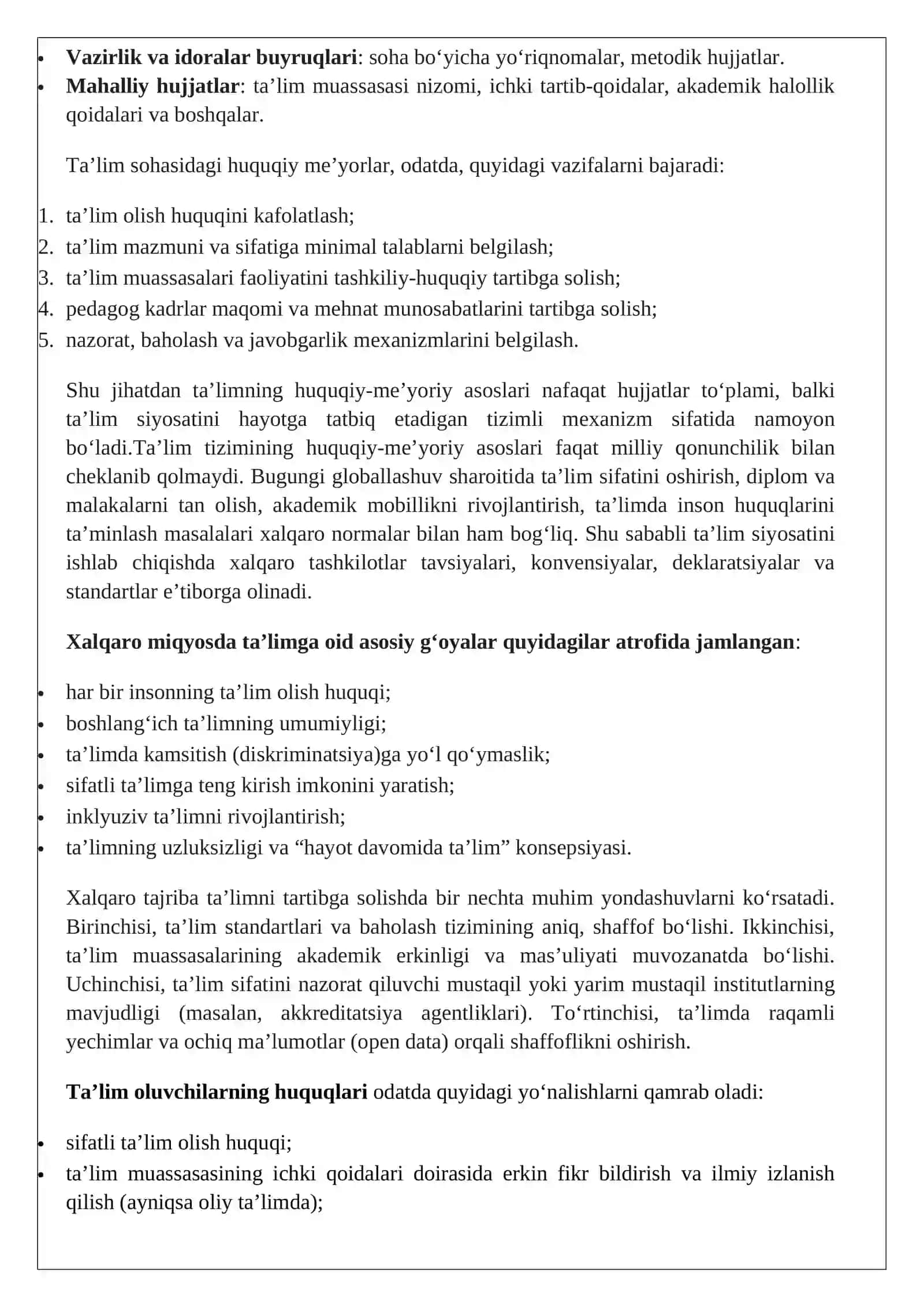 Ta’lim tizimining huquqiy-me’yoriy asoslari 4