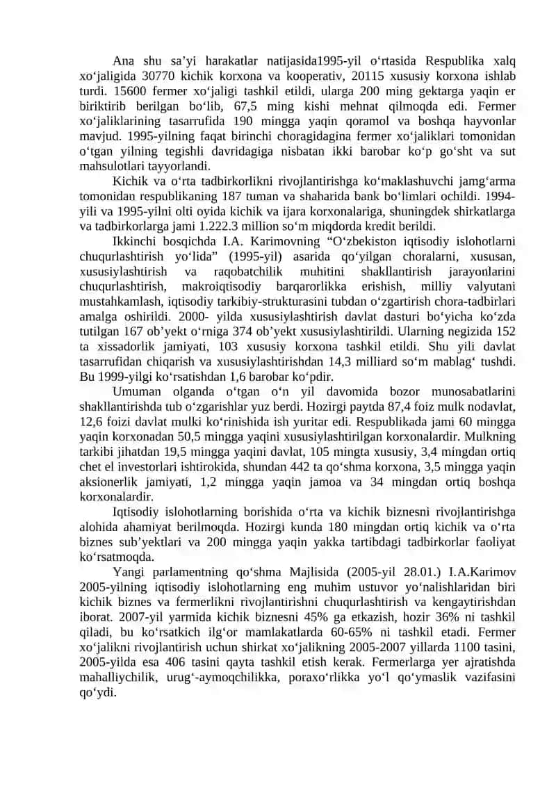 Bozor munosabatlarini shakllantirilishi uning yo’nalishlari, bosqichlari va hususiyatlari 4