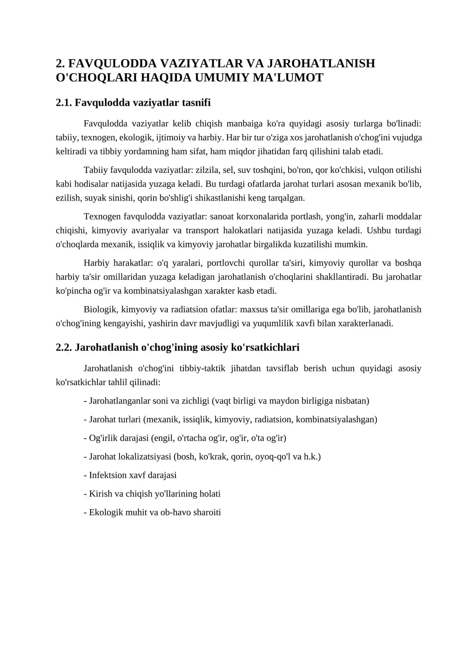 Favqulodda vaziyatlarda vujudga keluvchi jaroxatlanish

o'choqlarining tibbiy - taktik tavsifi 4