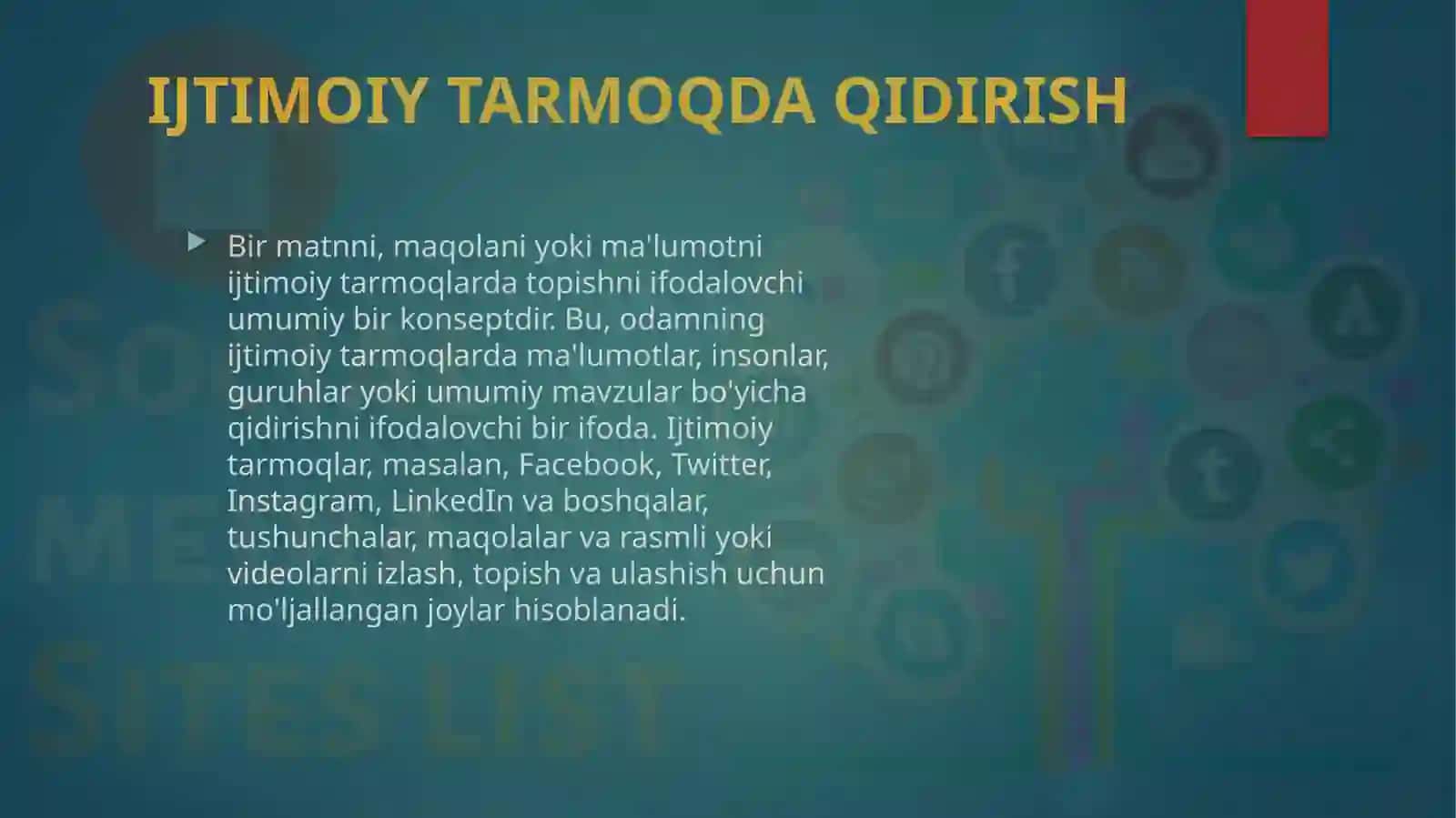 IJTIMOIY TARMOQLARDA QIDIRUV 4
