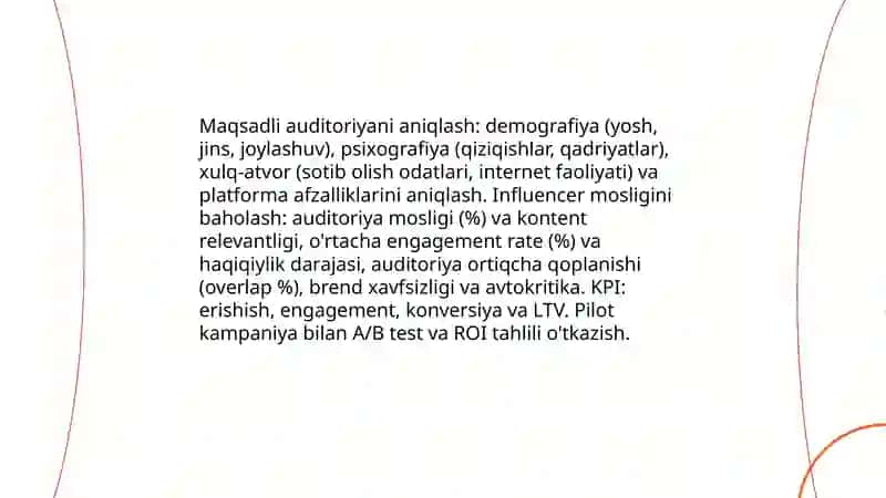 Ta'sir ko'rsatuvchilar orqali yangi auditoriyaga erishish strategiyalari 4
